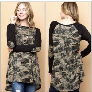 NEW Camouflage Camo Long Sleeve Women's Top Plus Size 1XL